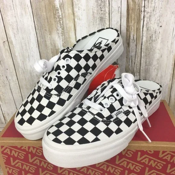 Vans Authentic Mule Checkerboard Black/Truwht🏁 AUA - Picture 5 of 14